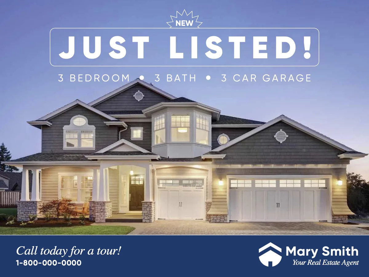 Just Listed real estate postcard