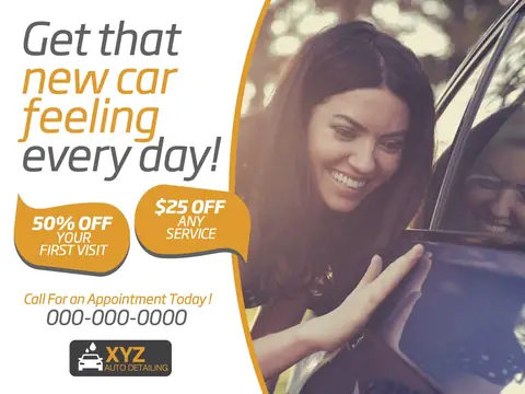 Auto Detailing postcard design AUD-1