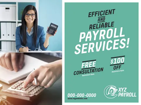 Payroll Services postcard design PAY-1
