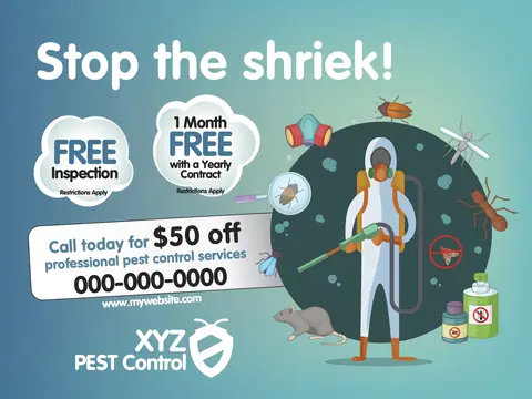 Pest Control postcard design PST-4