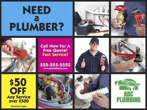 Plumbing postcard design PLU-3