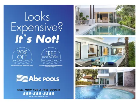 Pool Services postcard design POL-3