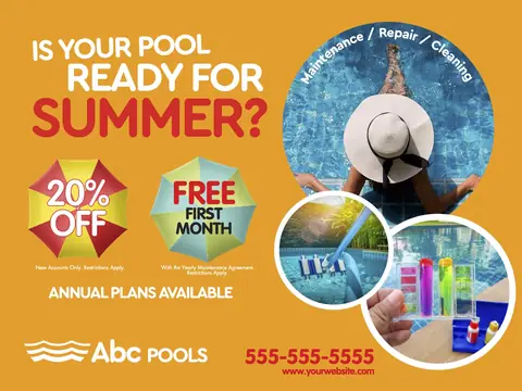 Pool Services postcard design POL-4