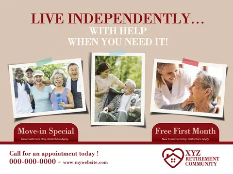 Senior Care postcard design SEC-1